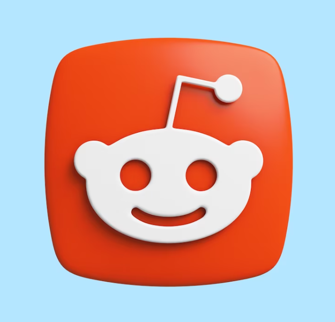 reddit white icon inside red icon on blue background