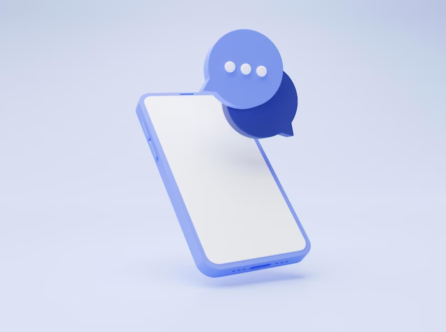 phone and circle with three dots above it on a blue background