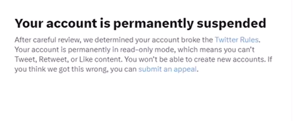 twitter - your account is permanently suspended